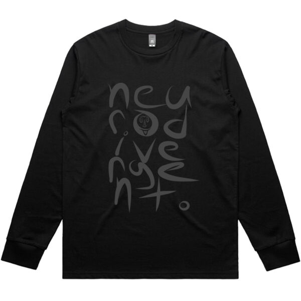 Neurodivergent Grey Text on Premium Long Sleeve Black Tee Thumbnail